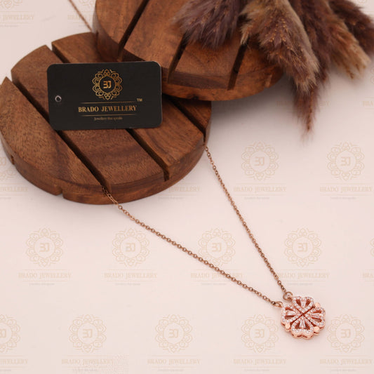 Trendy Rose Gold Polish Magnetic Heart Shape Necklace Chain