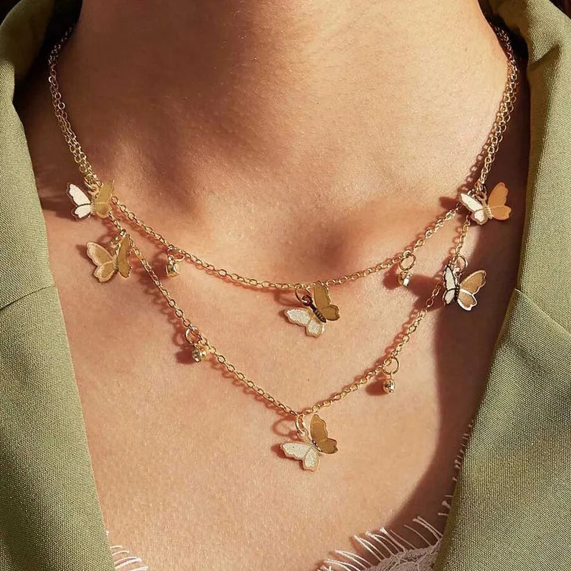 Golden Flutter Layered Necklace