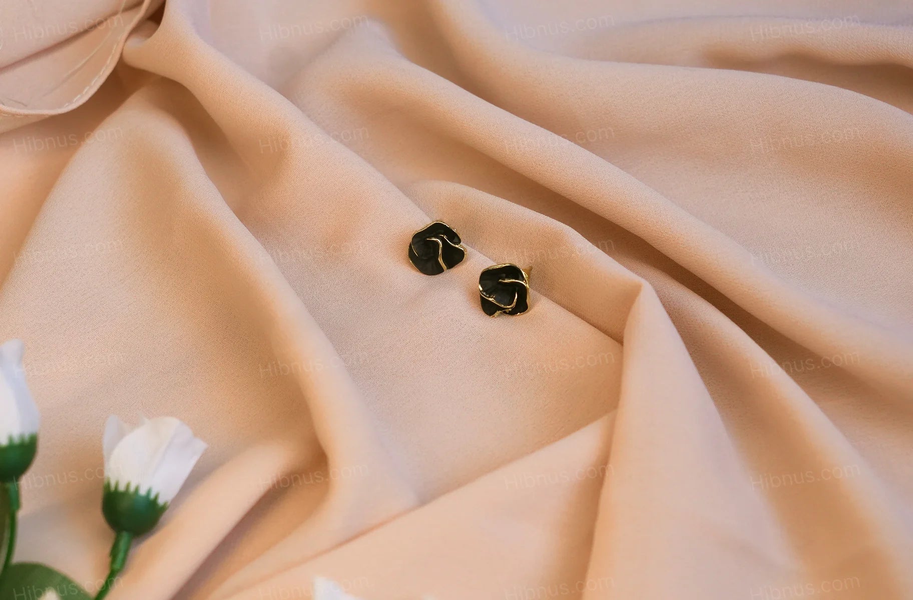 Black Rose Stud Earrings