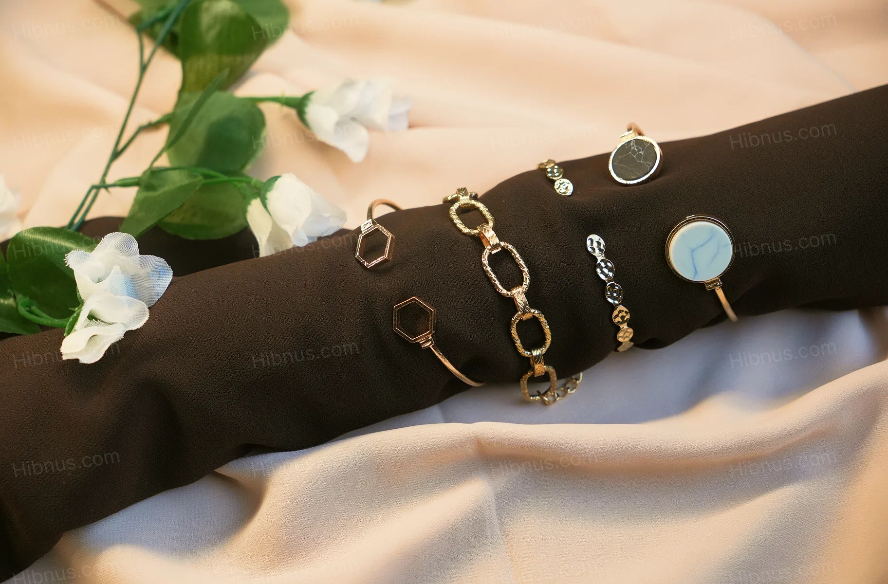 Golden Luxe Geometric Bracelet Set