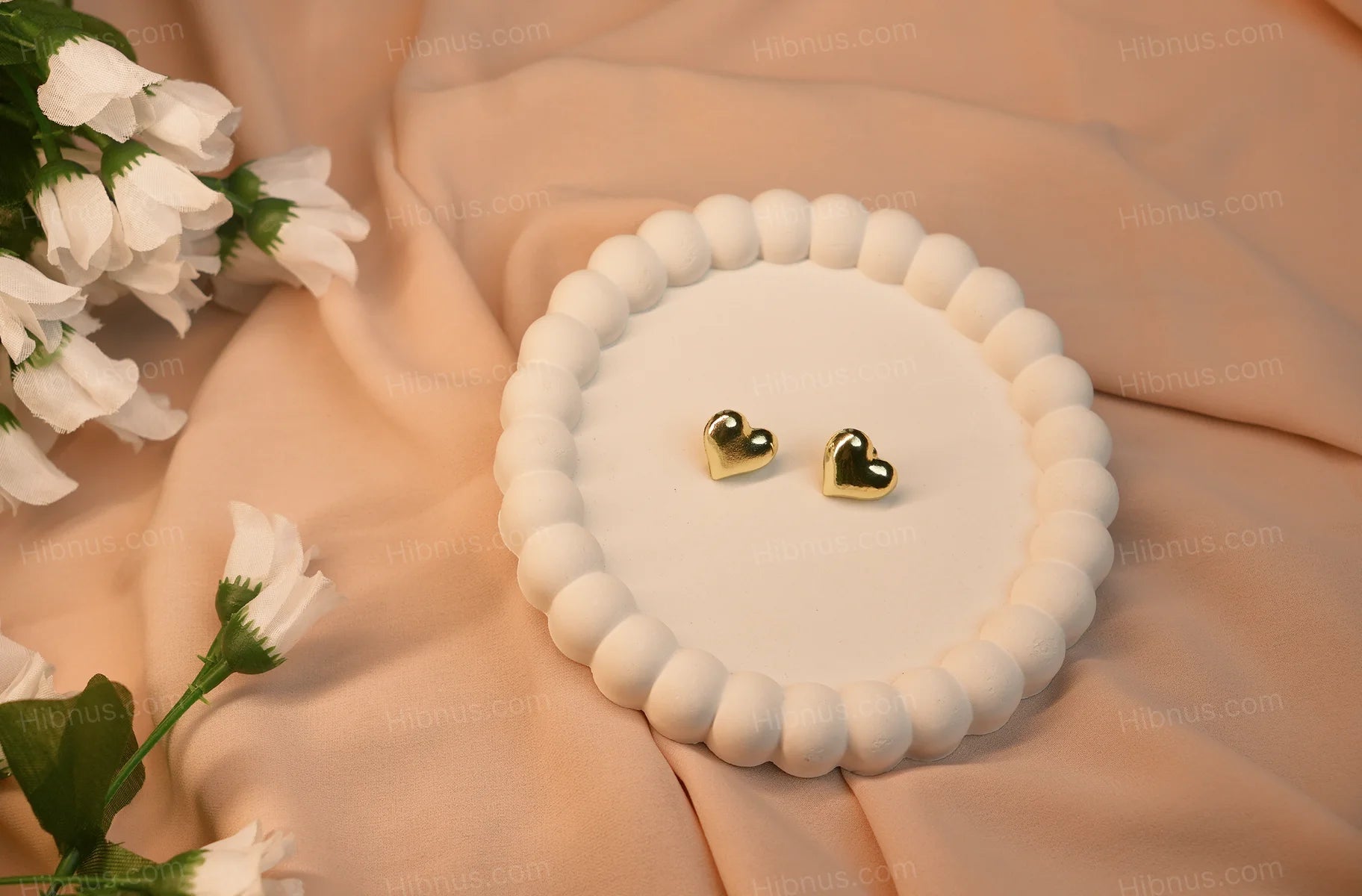 Puffy Heart Metal Stud Earrings