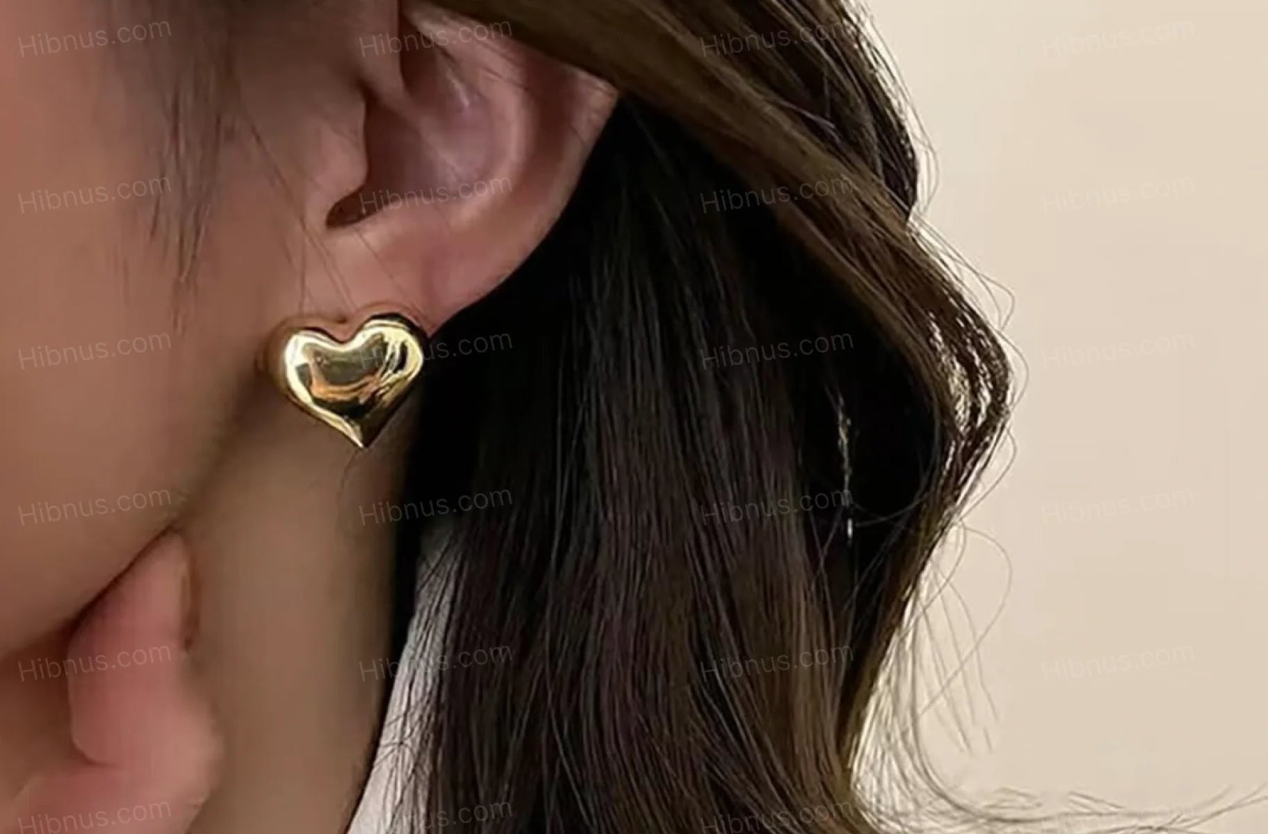 Puffy Heart Metal Stud Earrings
