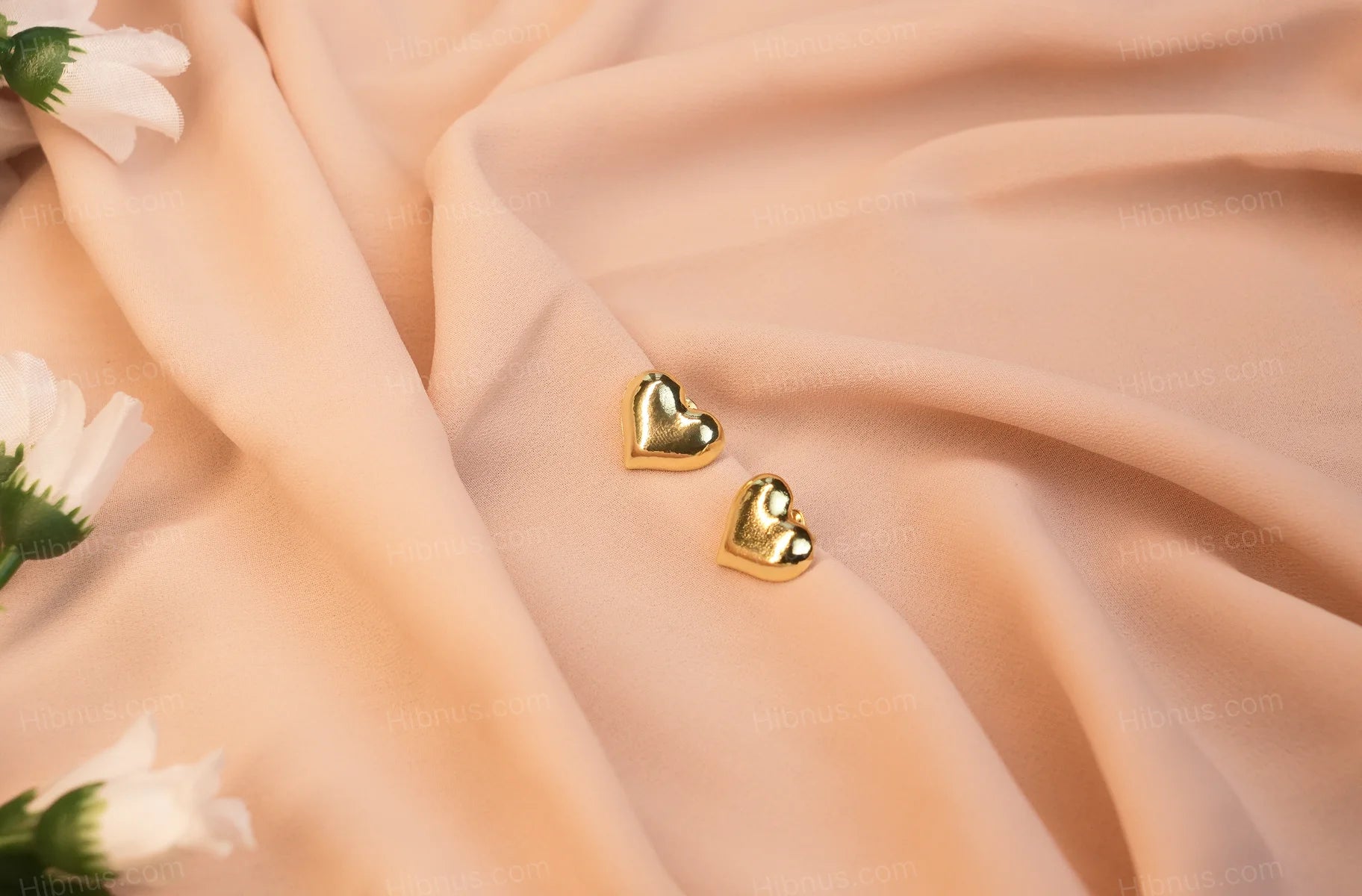 Puffy Heart Metal Stud Earrings