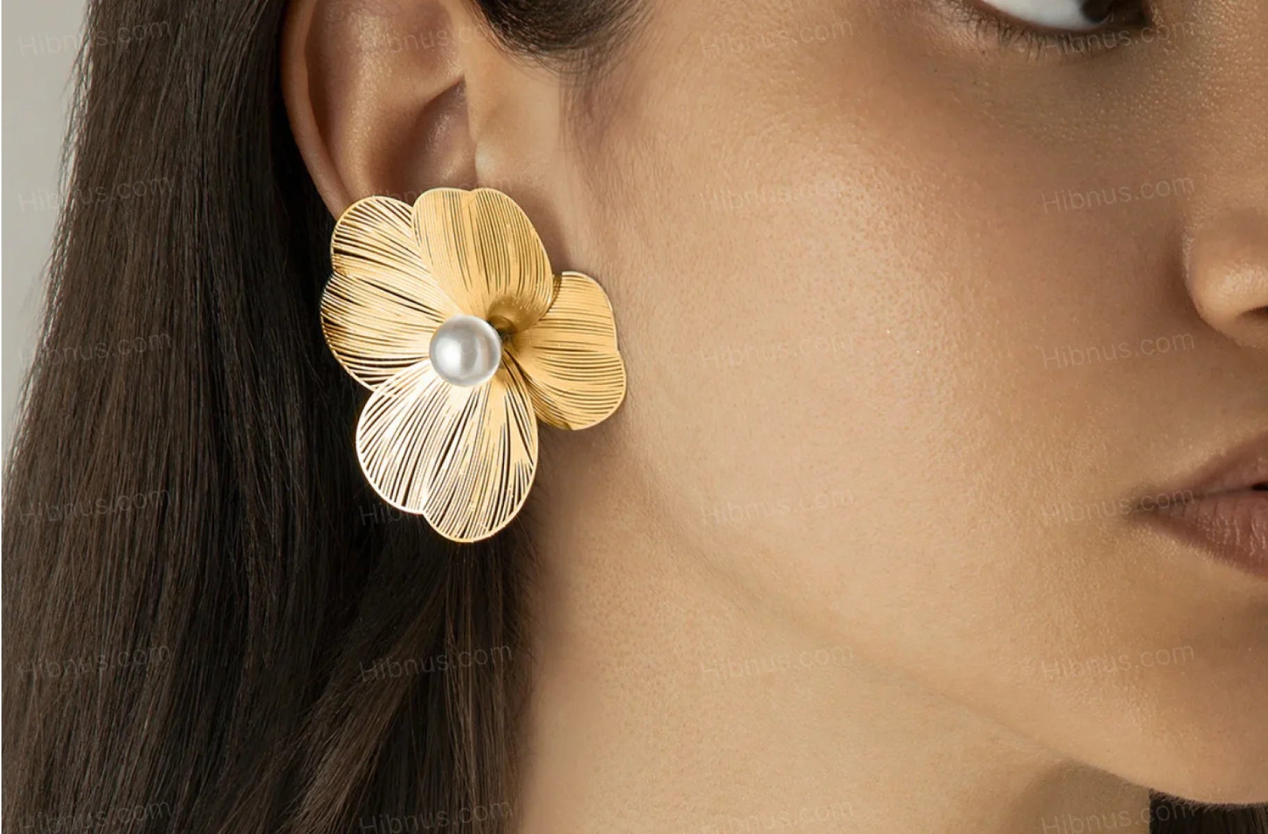 Korean simple metal flower earring