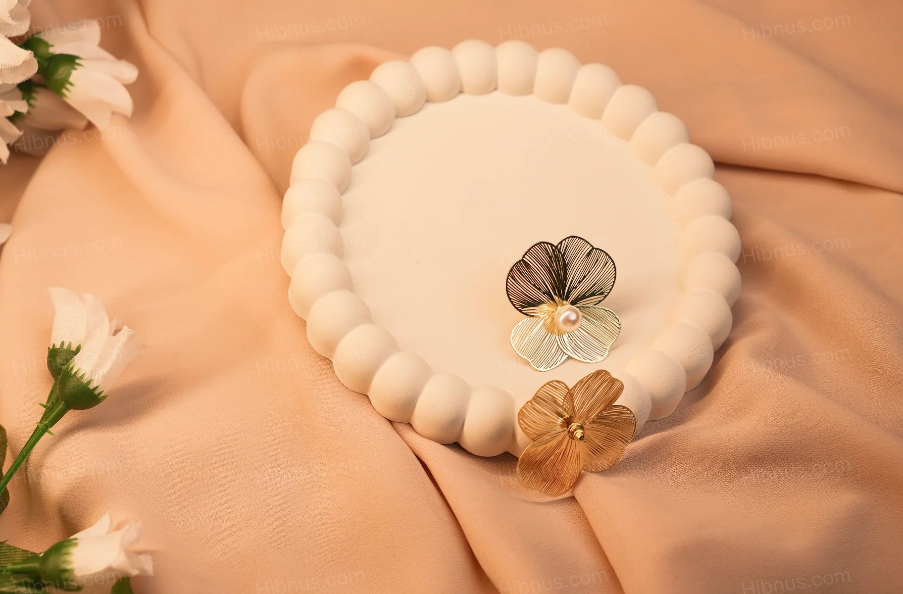 Korean simple metal flower earring