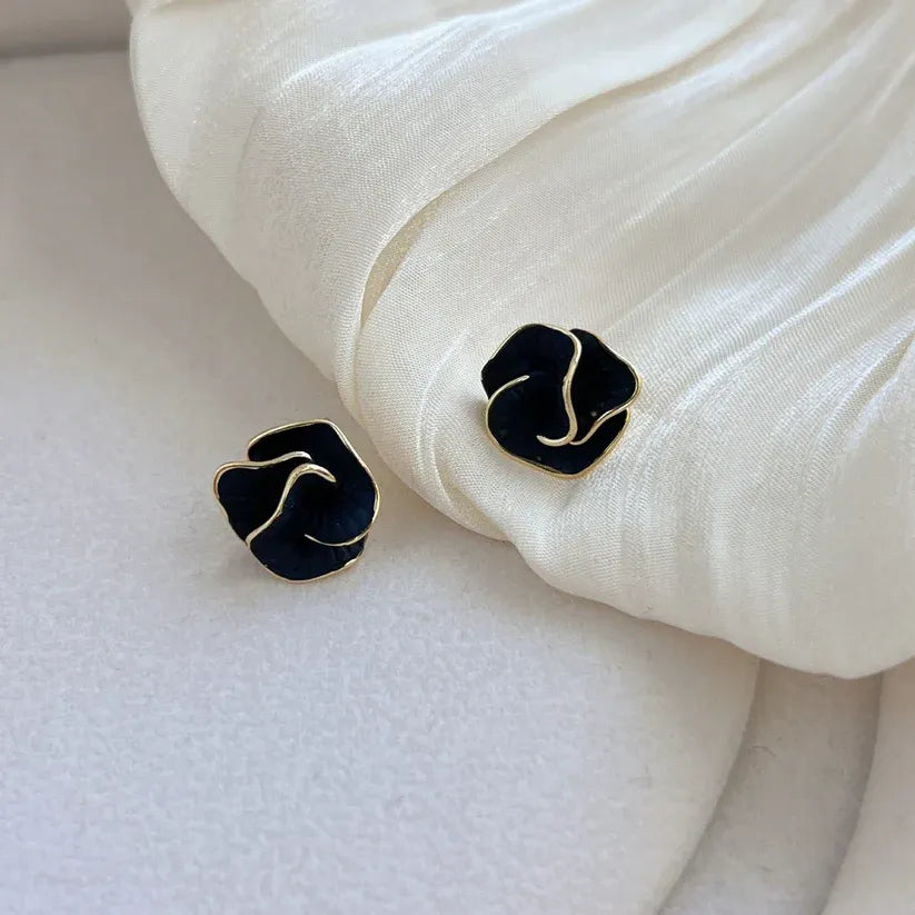Black Rose Stud Earrings