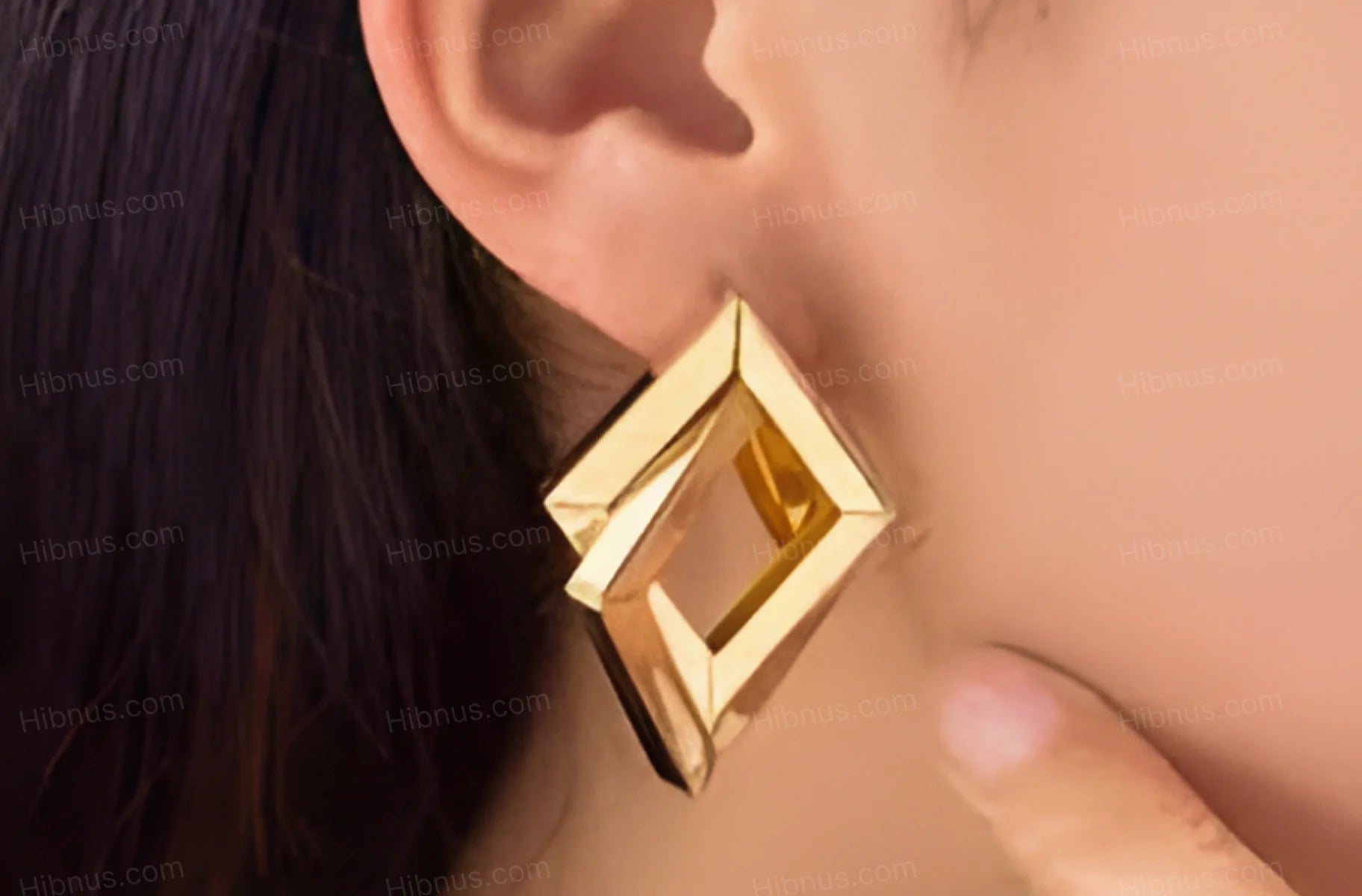 Double-layer square earrings