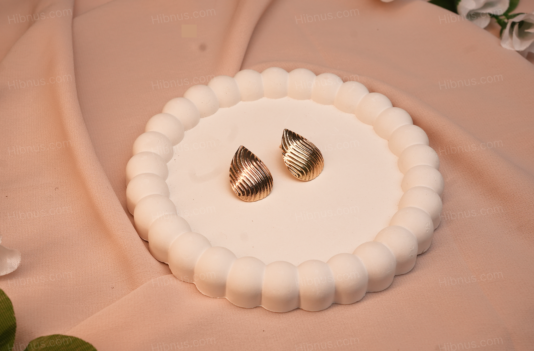 Striped water drop earrings