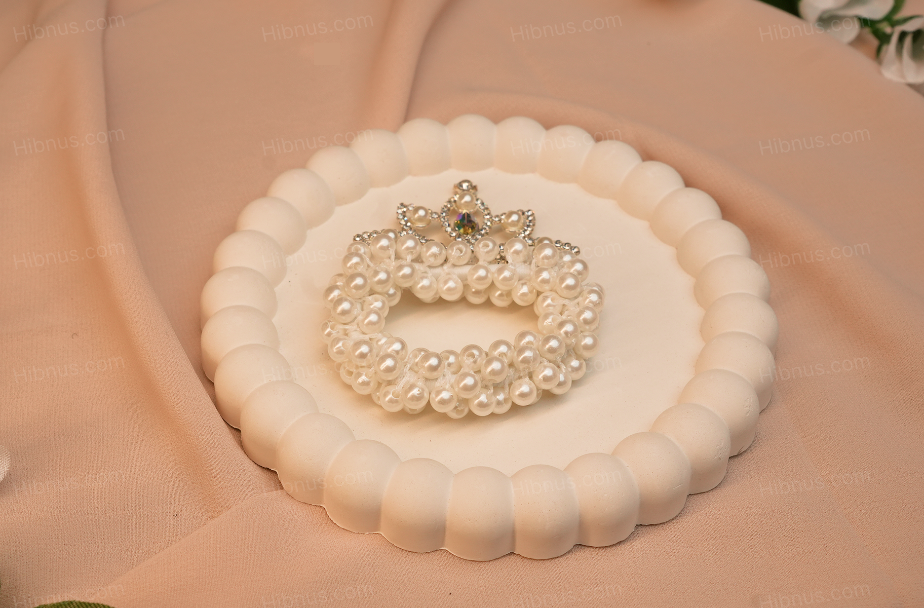 White Pearl Flower Hair Tie Princess Rubber Band