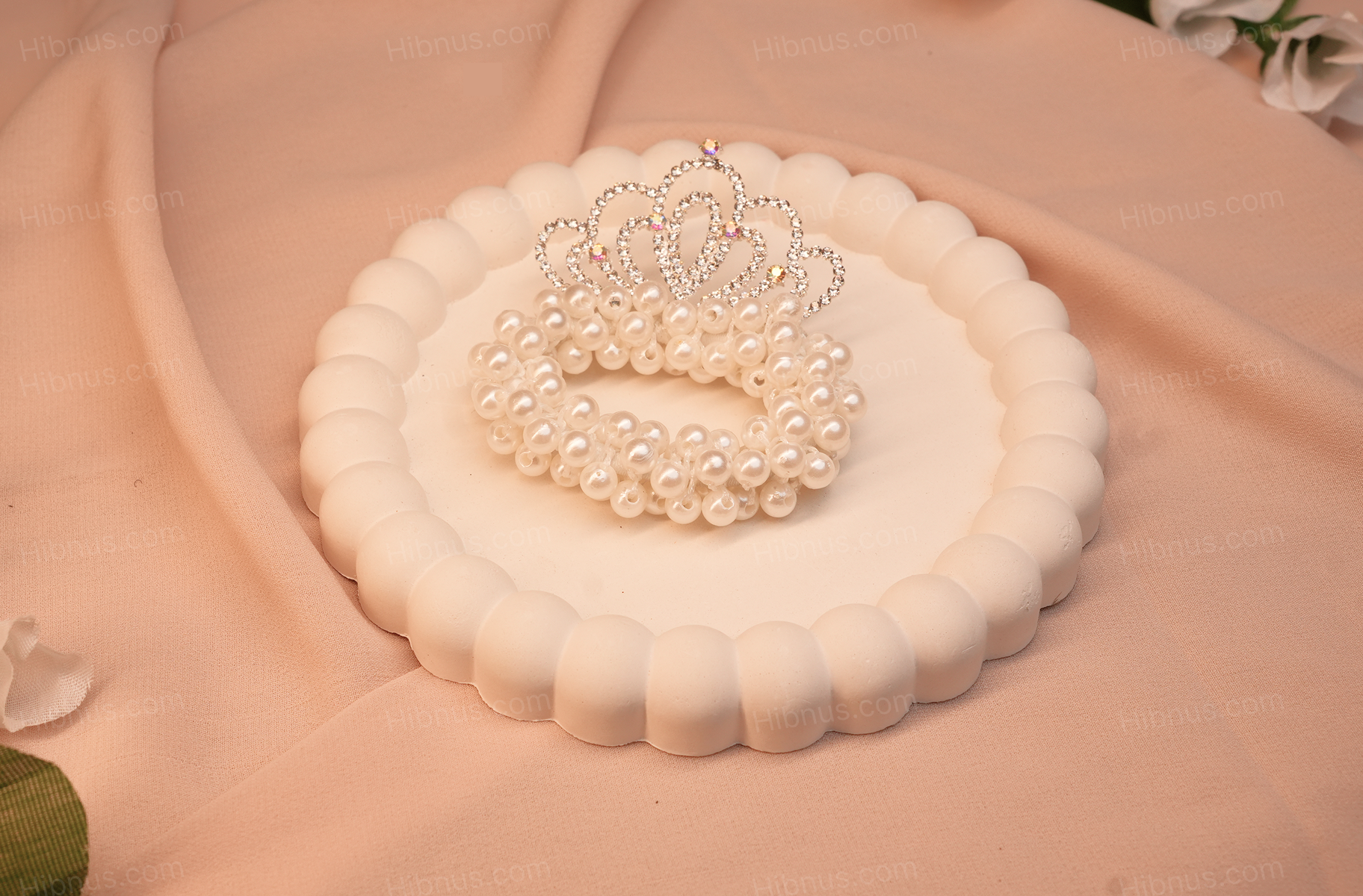 Diamond Crown Pearl Hair Tie Princess Rubber Band