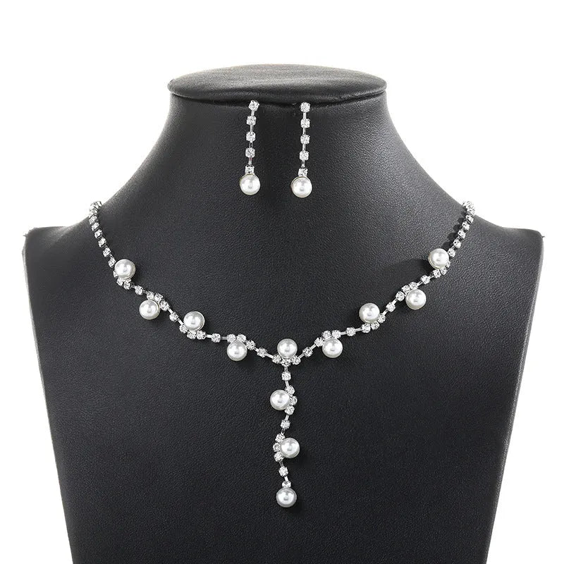 Elegant Pearl Drop Jewelry Set – Necklace & Earrings