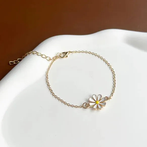 Golden Daisy Charm Bracelet