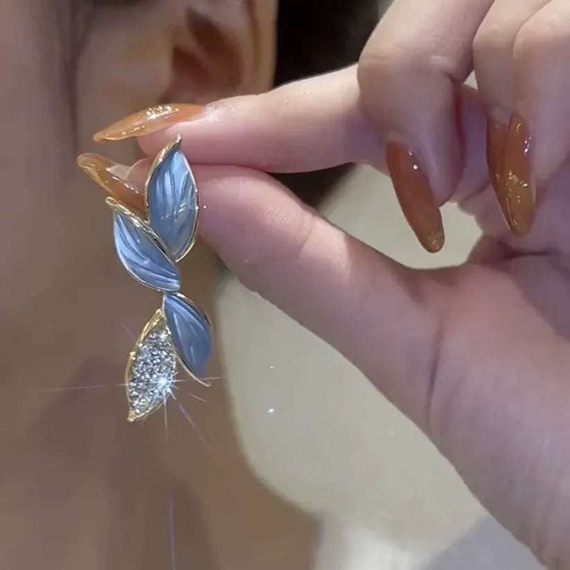 Aurora Frost Leaf Drop Earring