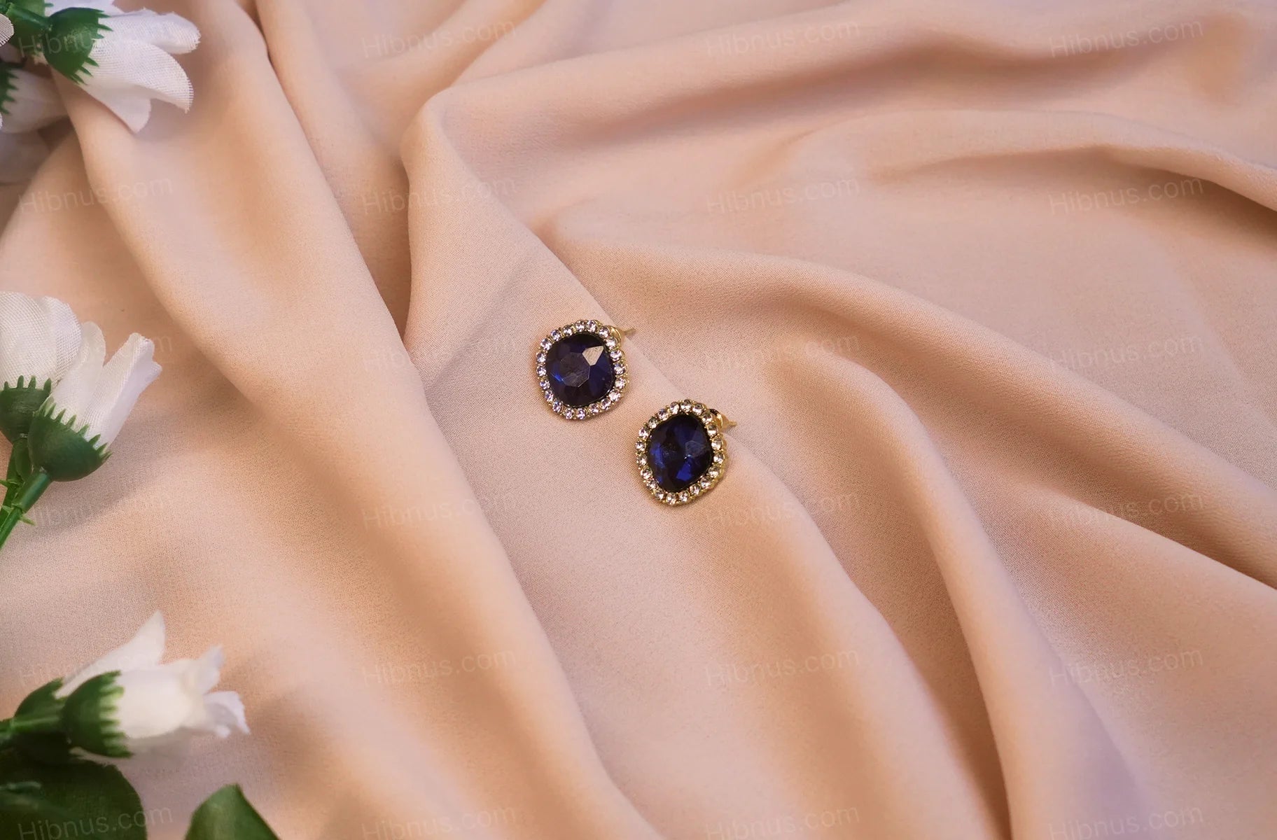 Square Blue Crystal Retro Earrings