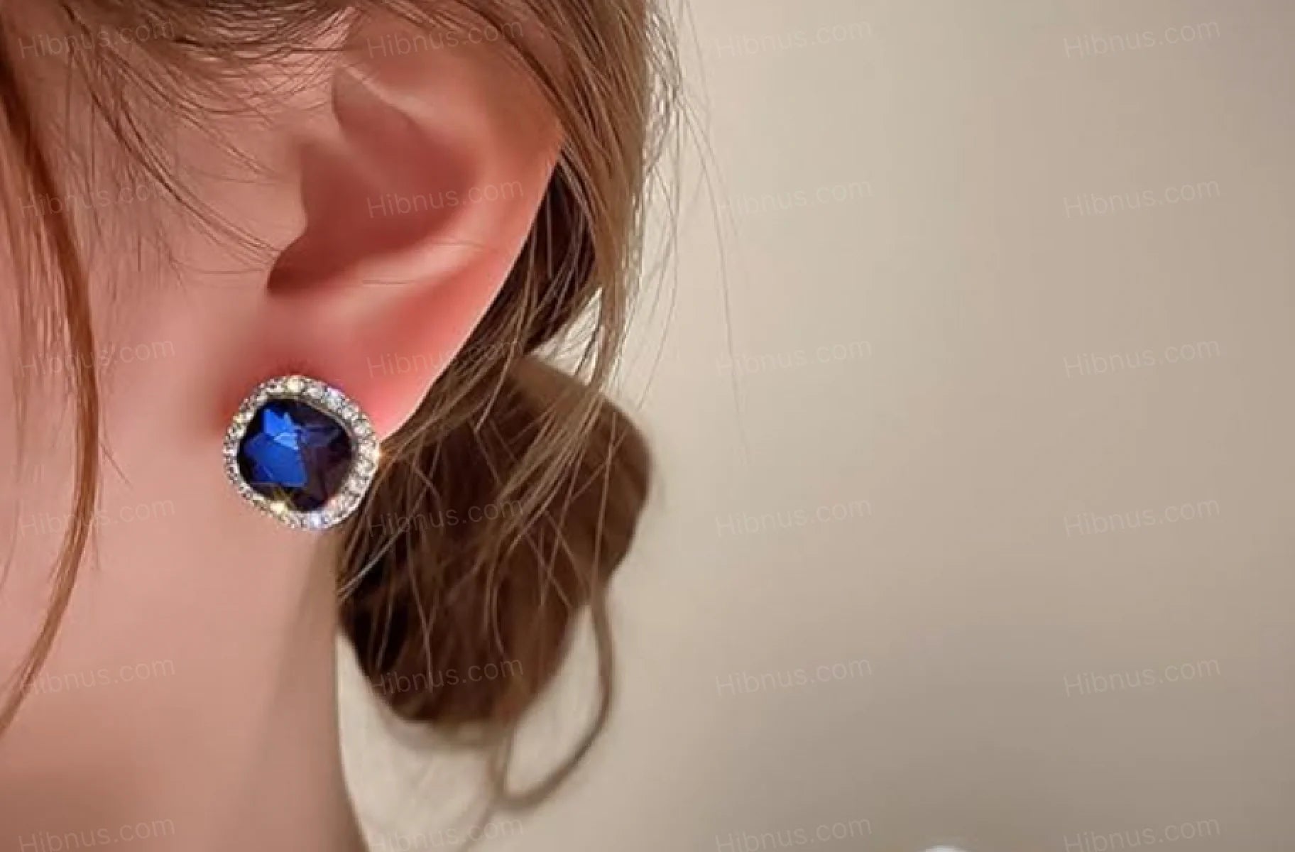 Square Blue Crystal Retro Earrings