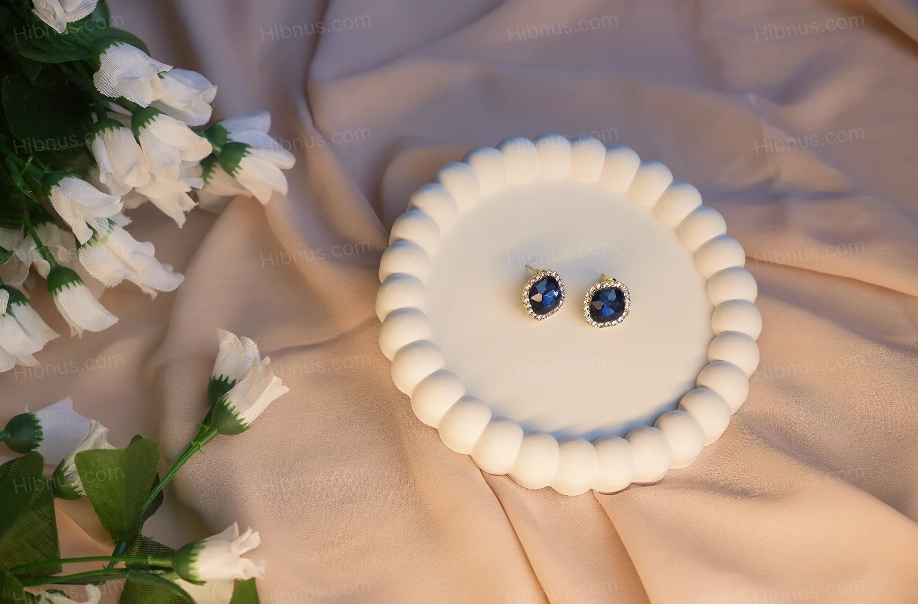 Square Blue Crystal Retro Earrings