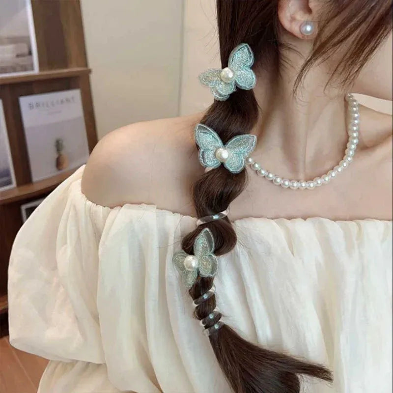 Butterflies ponytail braid hair rope