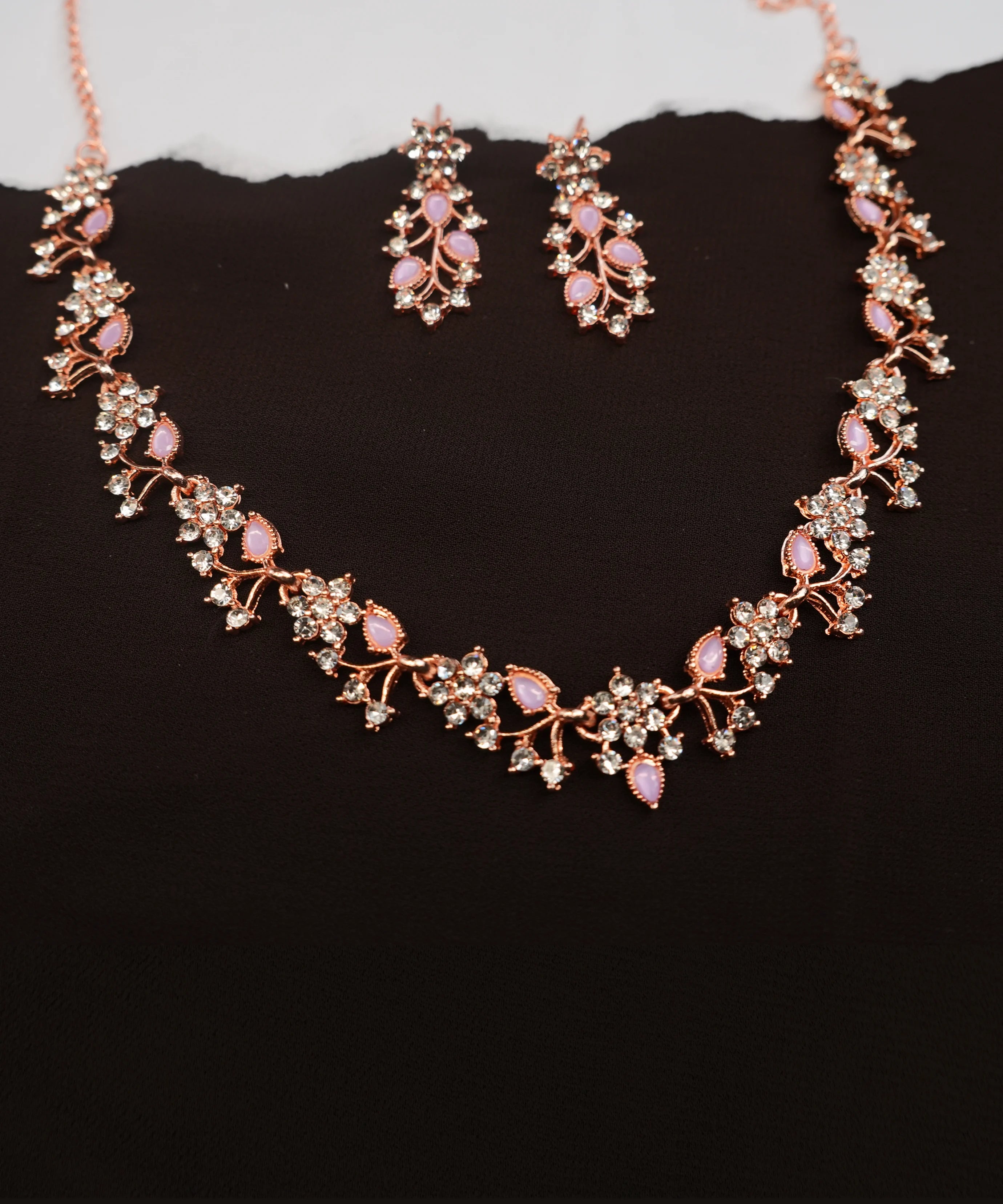 Rose Gold Polish Zircon Ad Diamond Choker Set