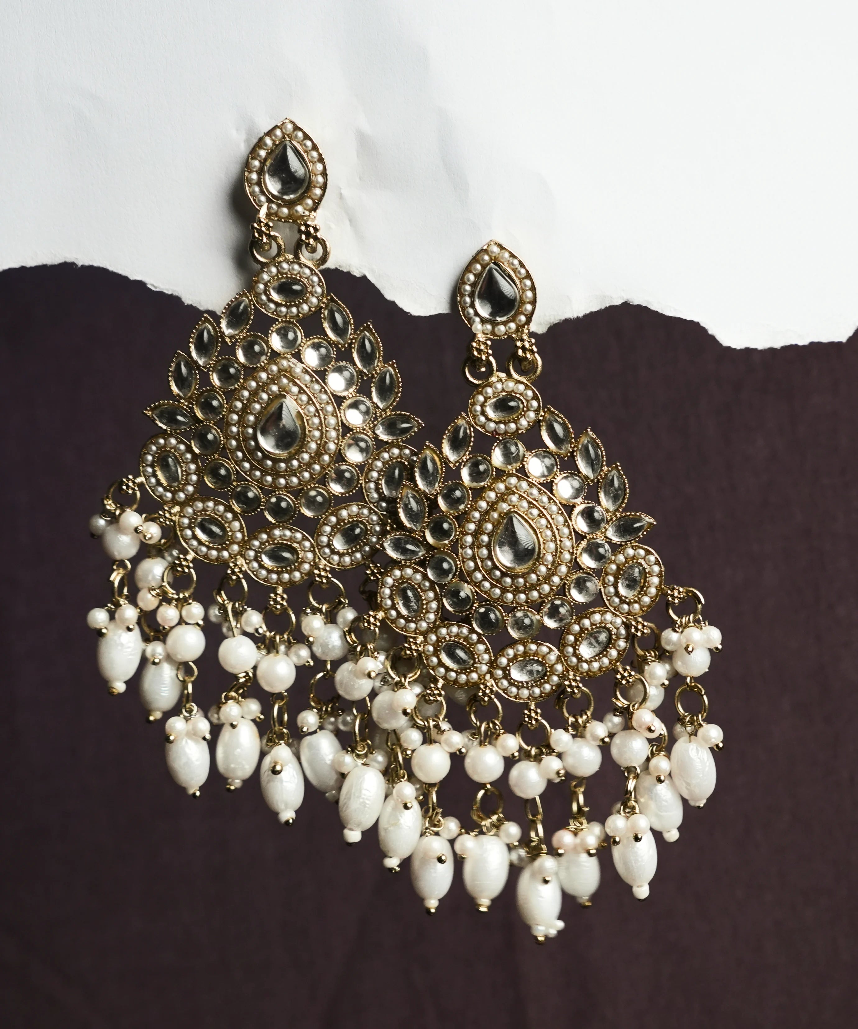 Royal Kundan Pearl Chandelier Earrings
