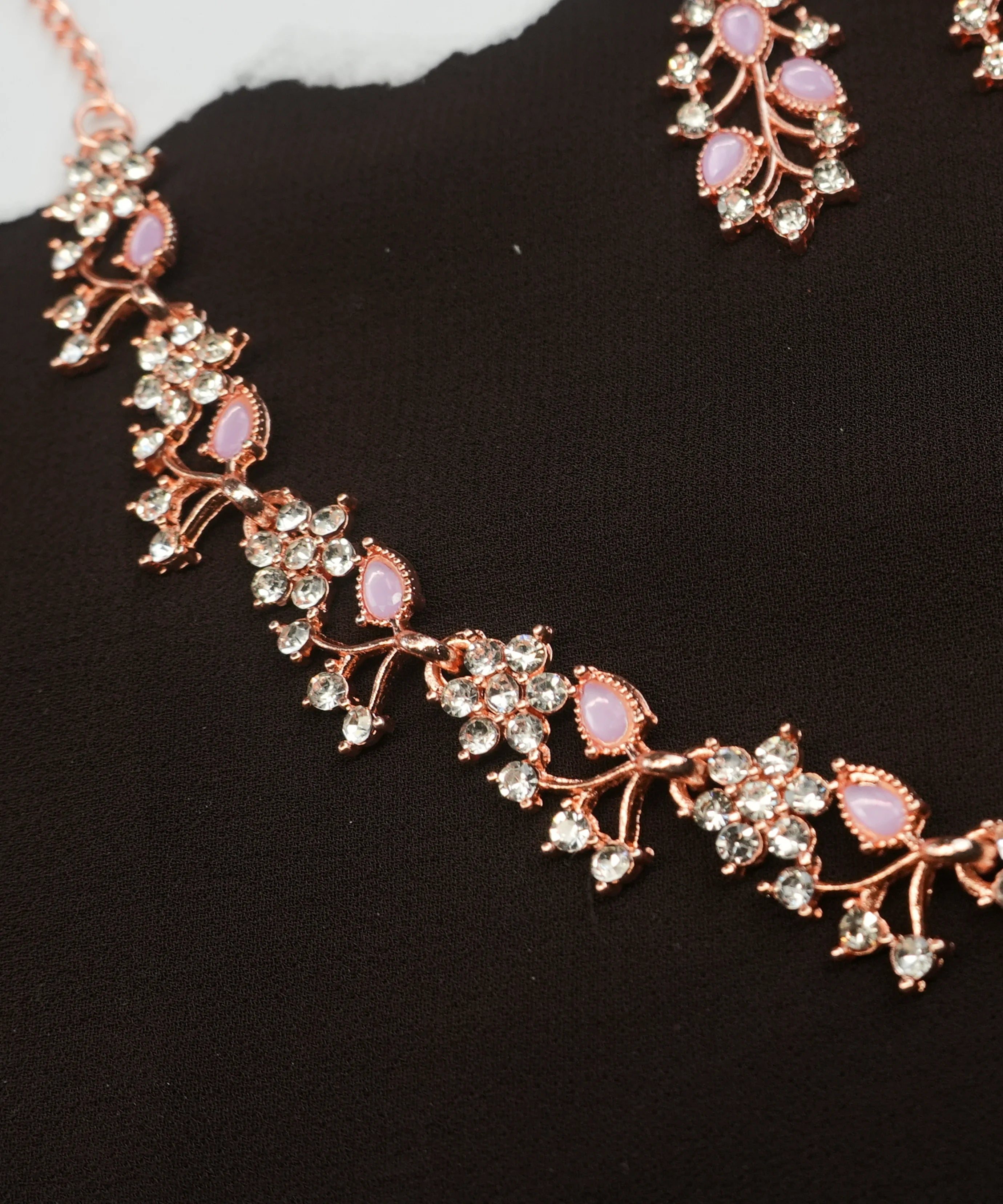 Rose Gold Polish Zircon Ad Diamond Choker Set