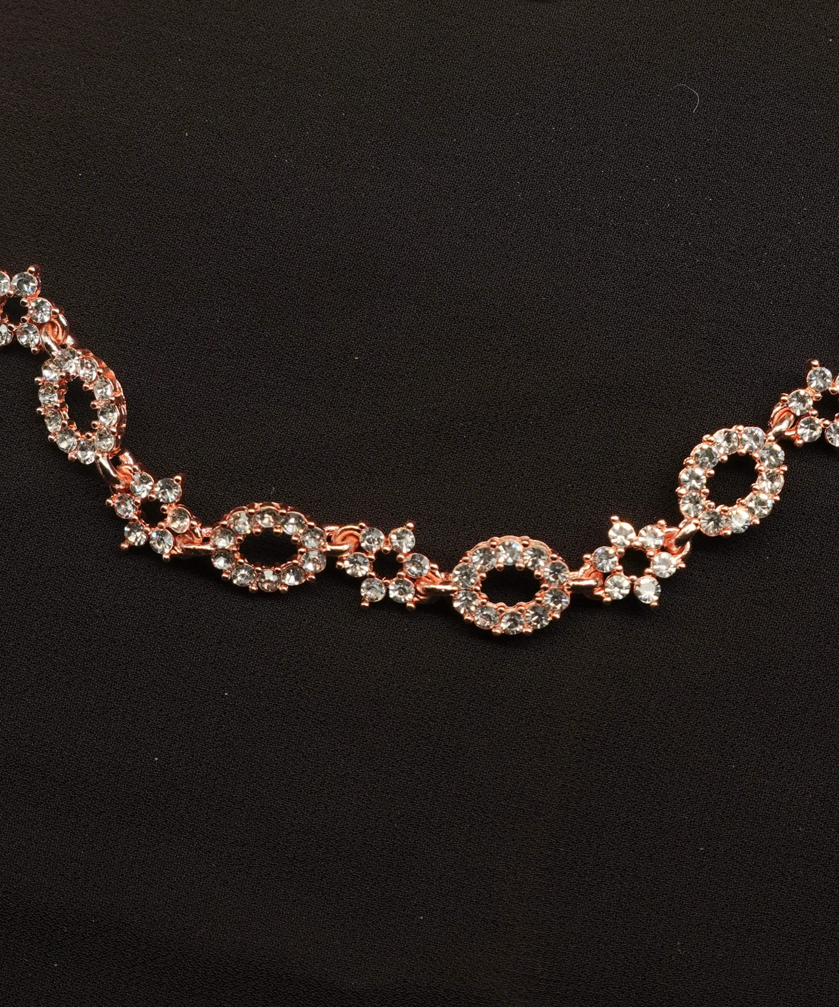 Rose gold Plated Necklace Set With Studded White AD's