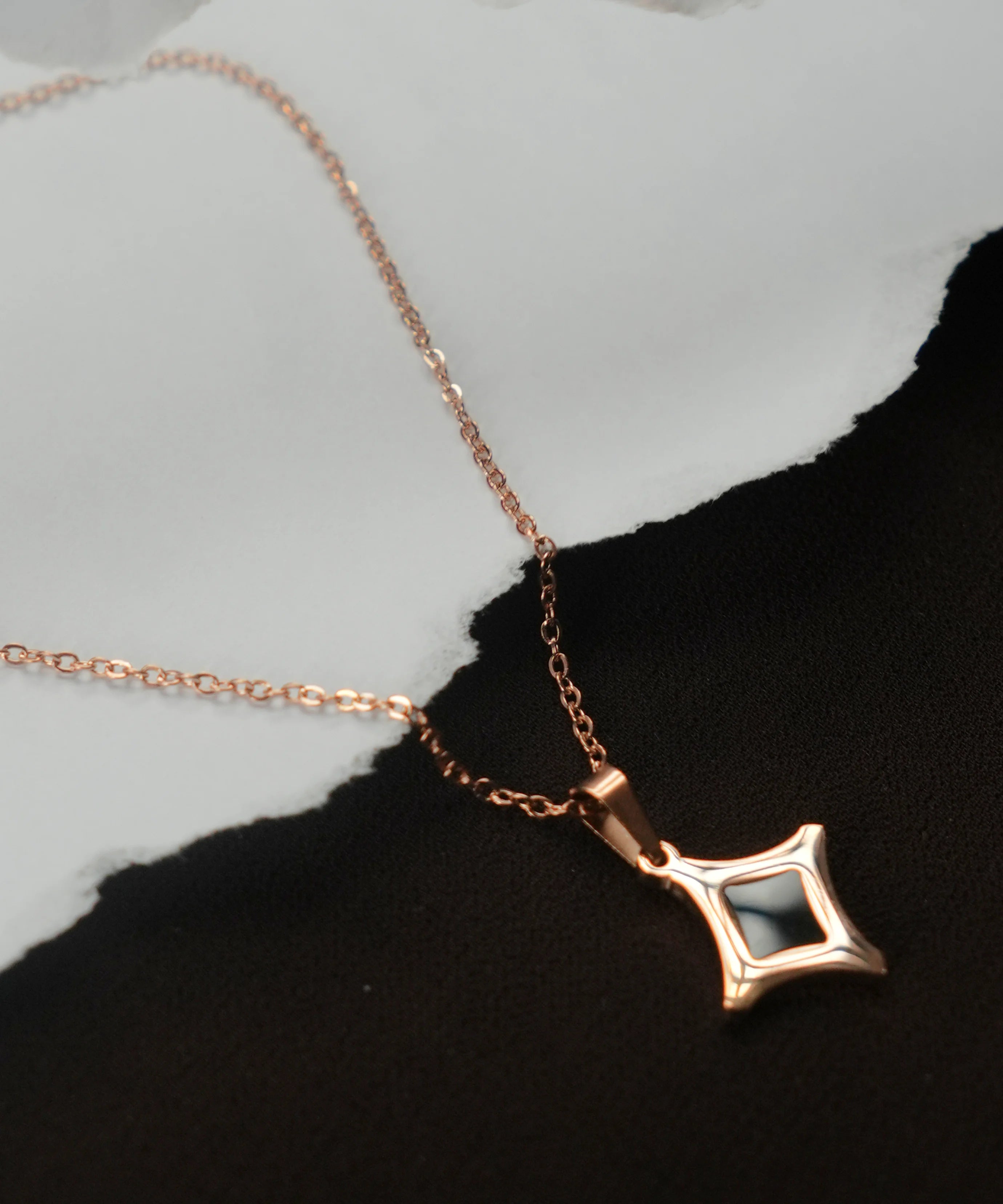 Elegant Black Star Pendant Chain with Earring Set