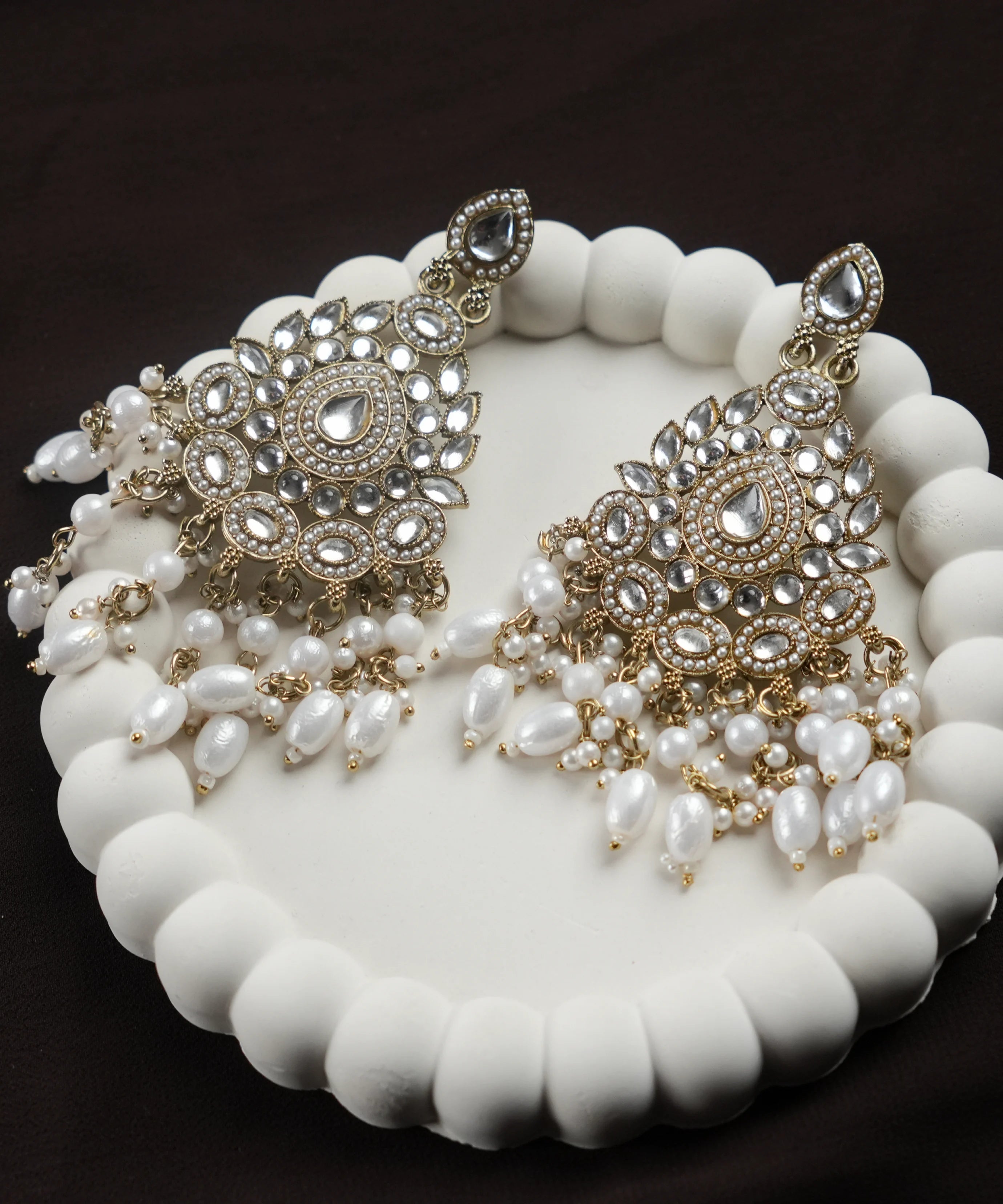 Royal Kundan Pearl Chandelier Earrings