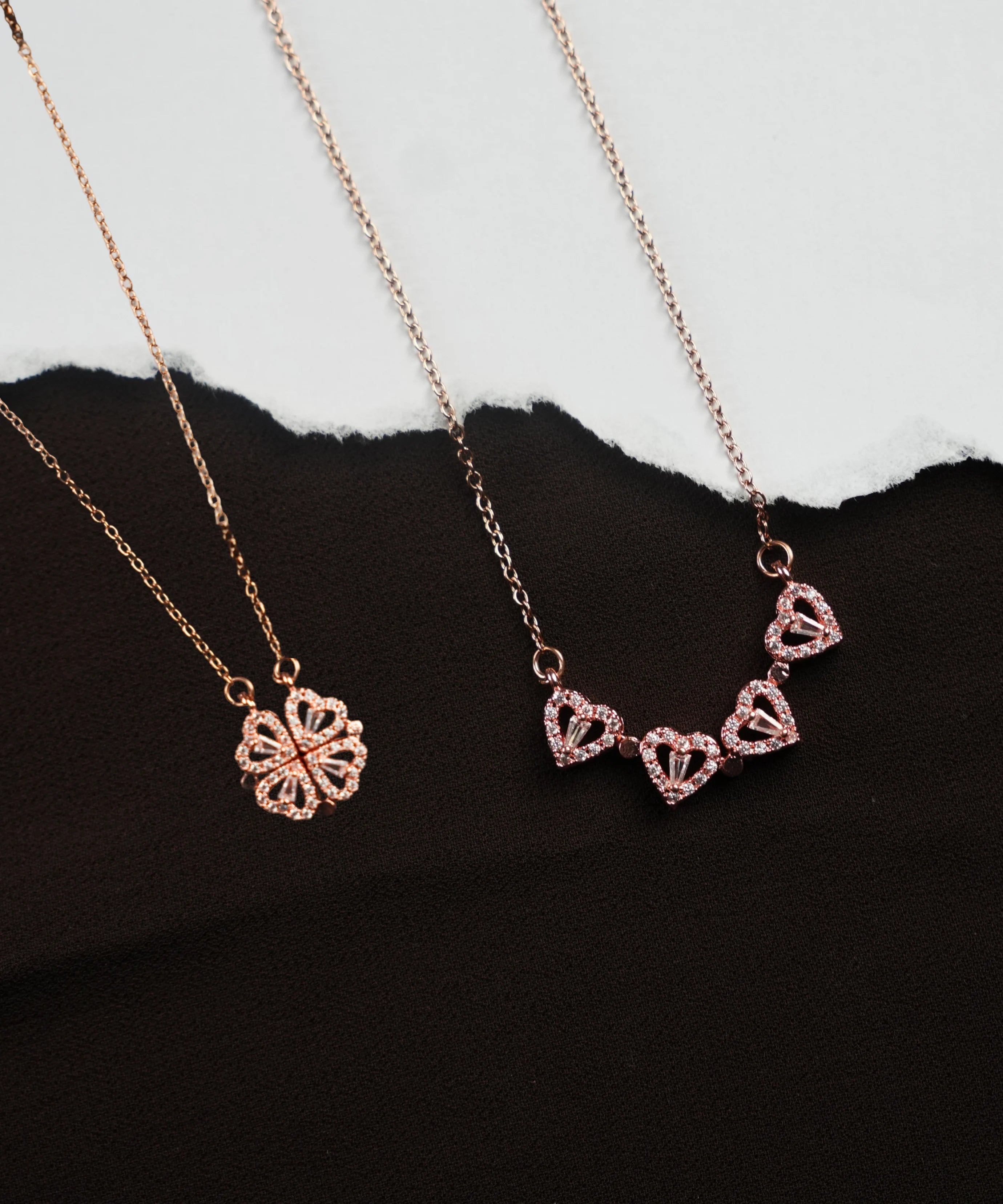 Trendy Rose Gold Polish Magnetic Heart Shape Necklace Chain