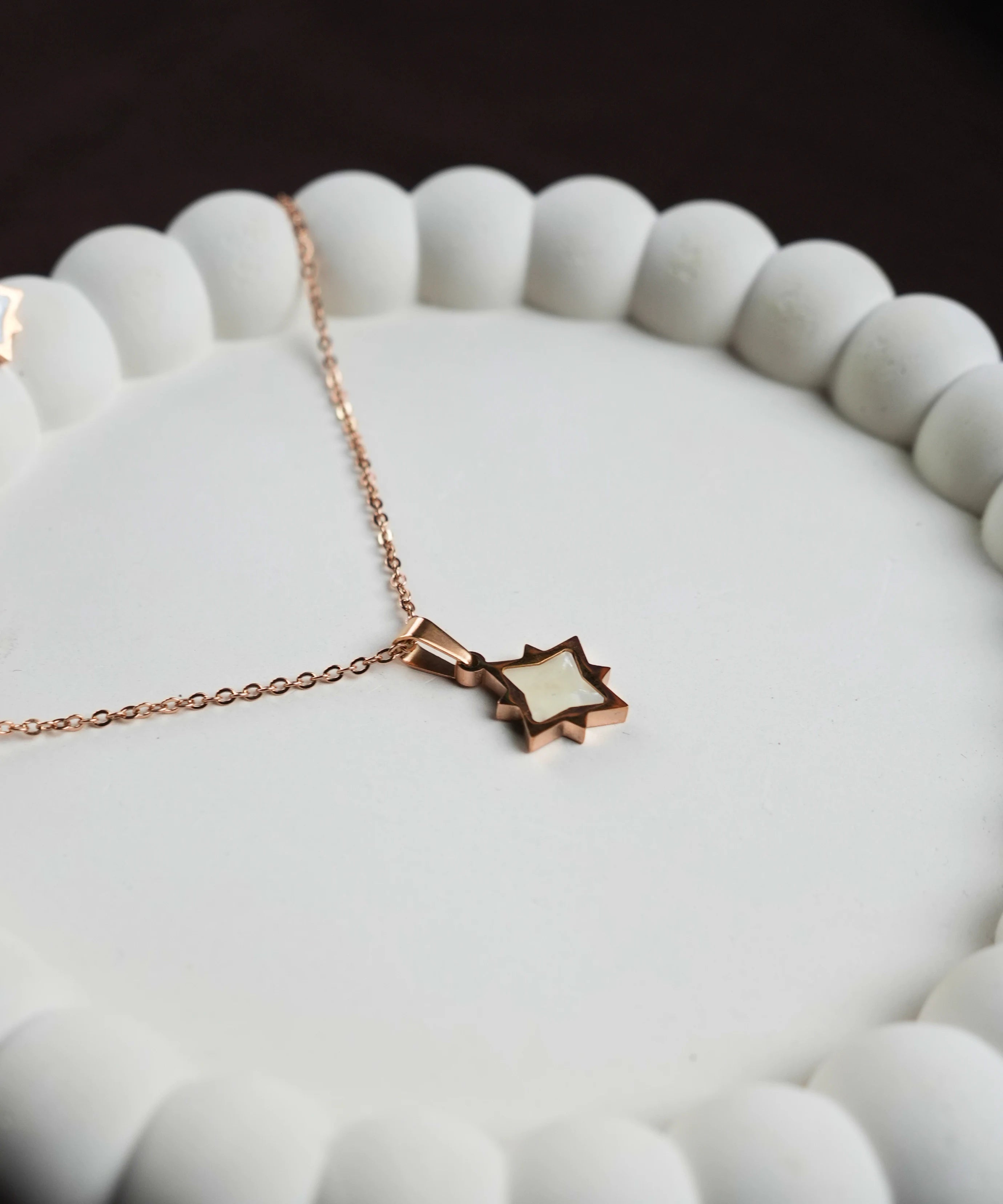 Elegant White Star Pendant Chain with Earring Set