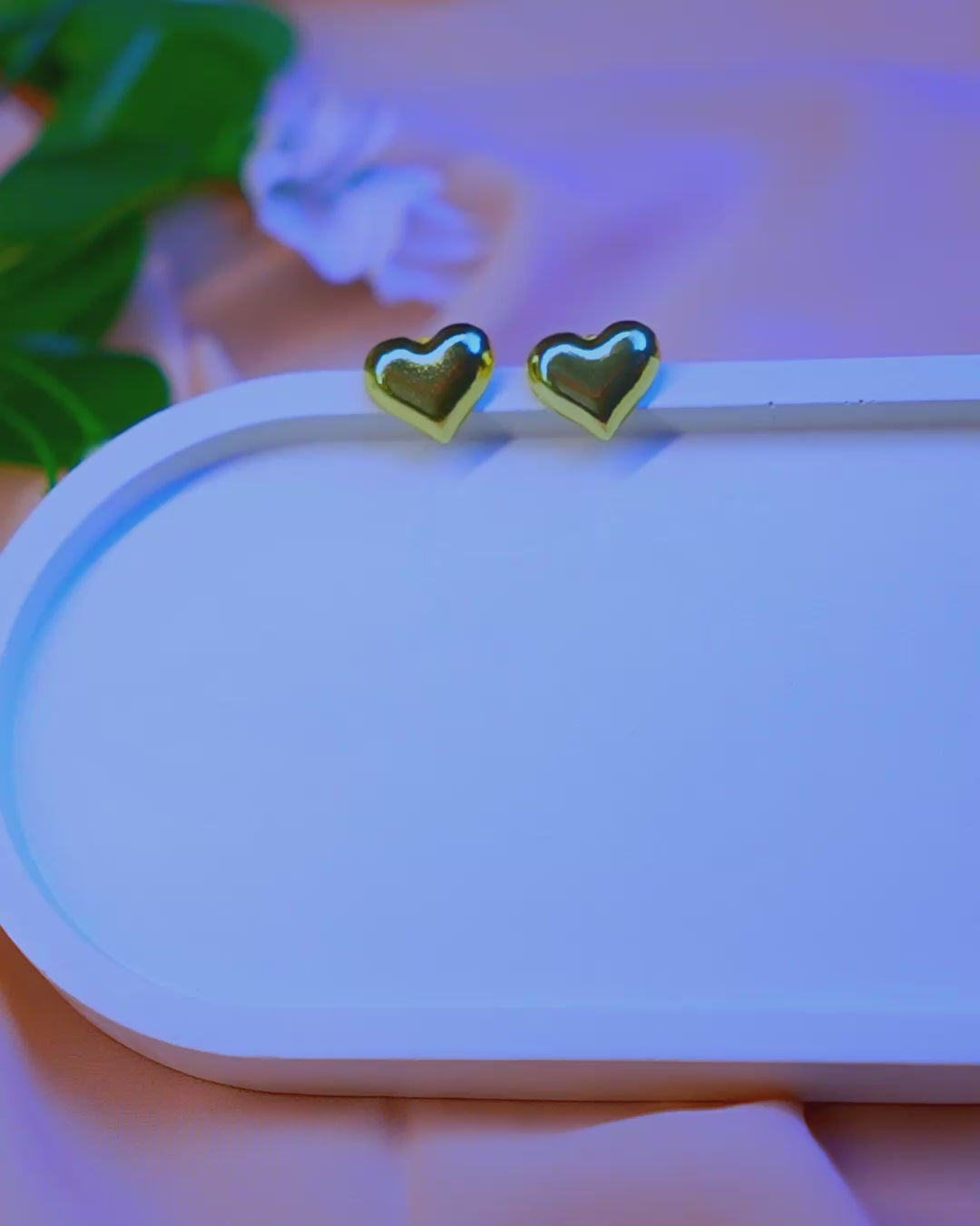 Puffy Heart Metal Stud Earrings