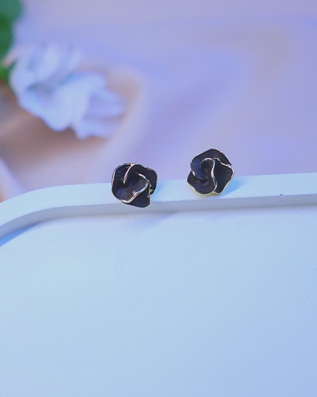 Black Rose Stud Earrings