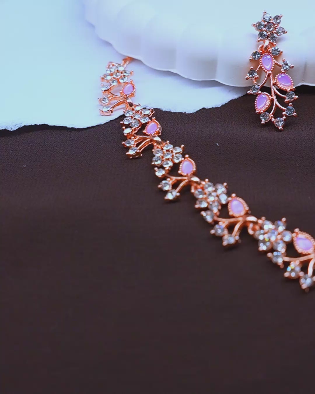 Rose Gold Polish Zircon Ad Diamond Choker Set